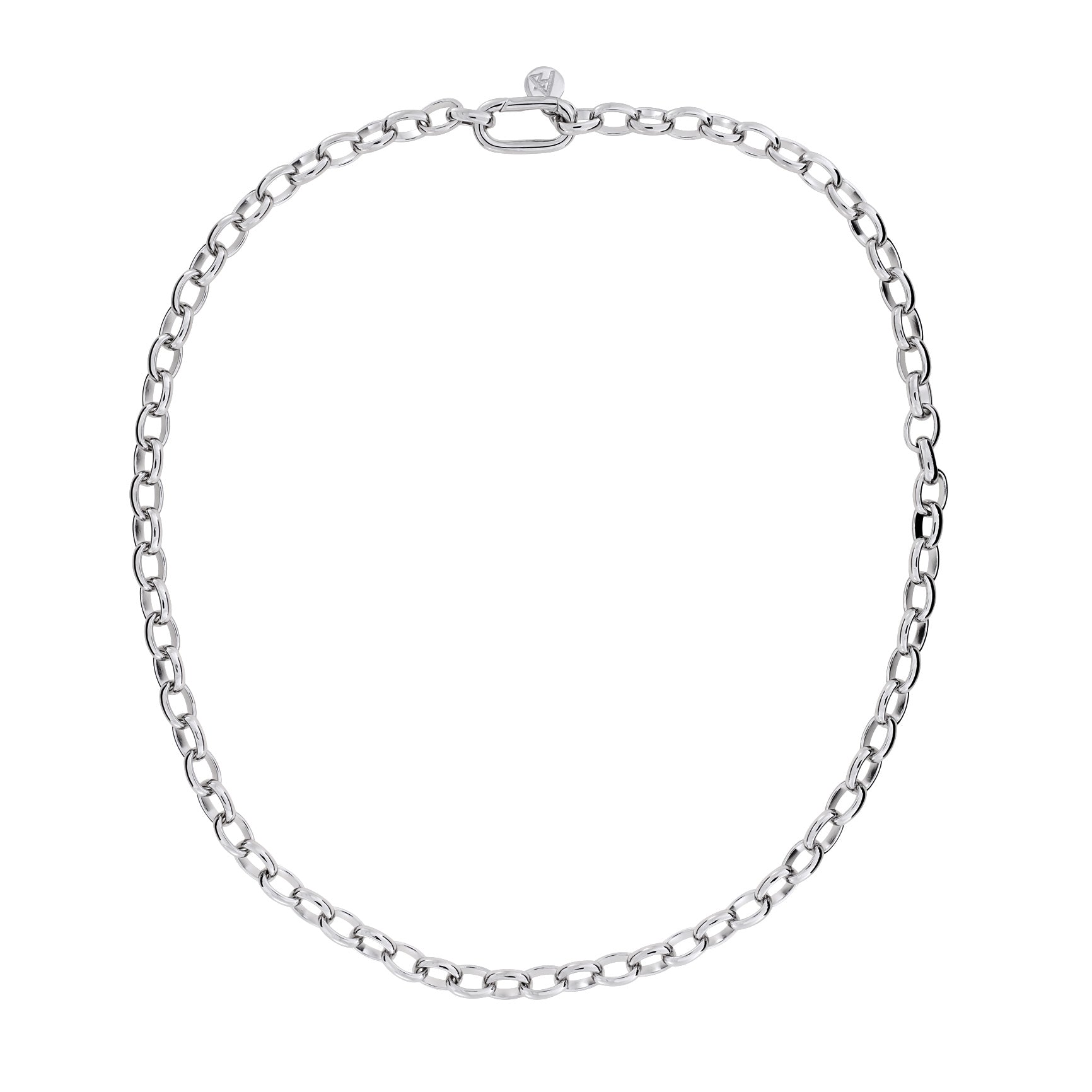 Silver Simple Oval Links Necklace