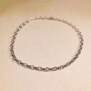 Silver Simple Oval Links Necklace