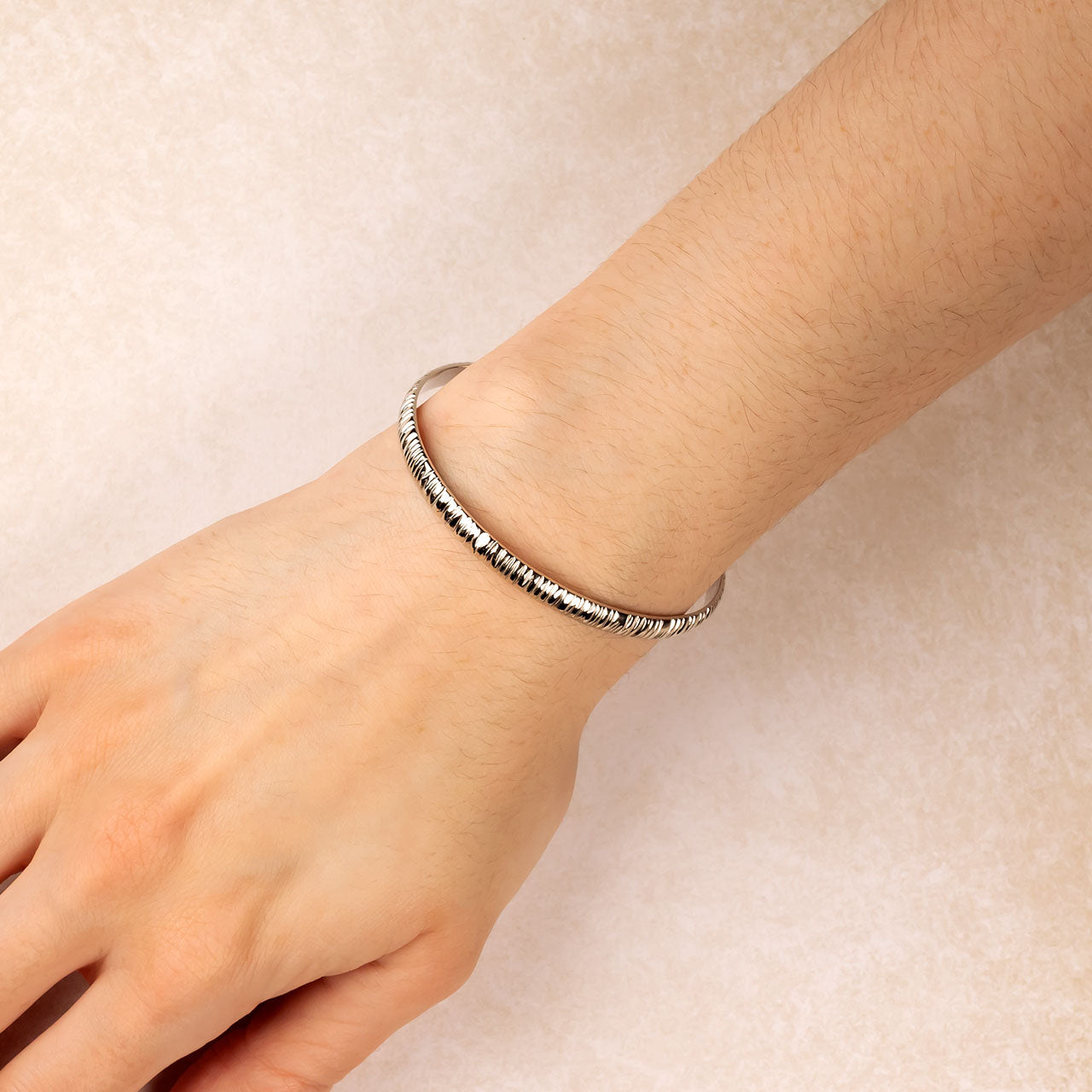 Sterling Silver Grooved Elements Bangle