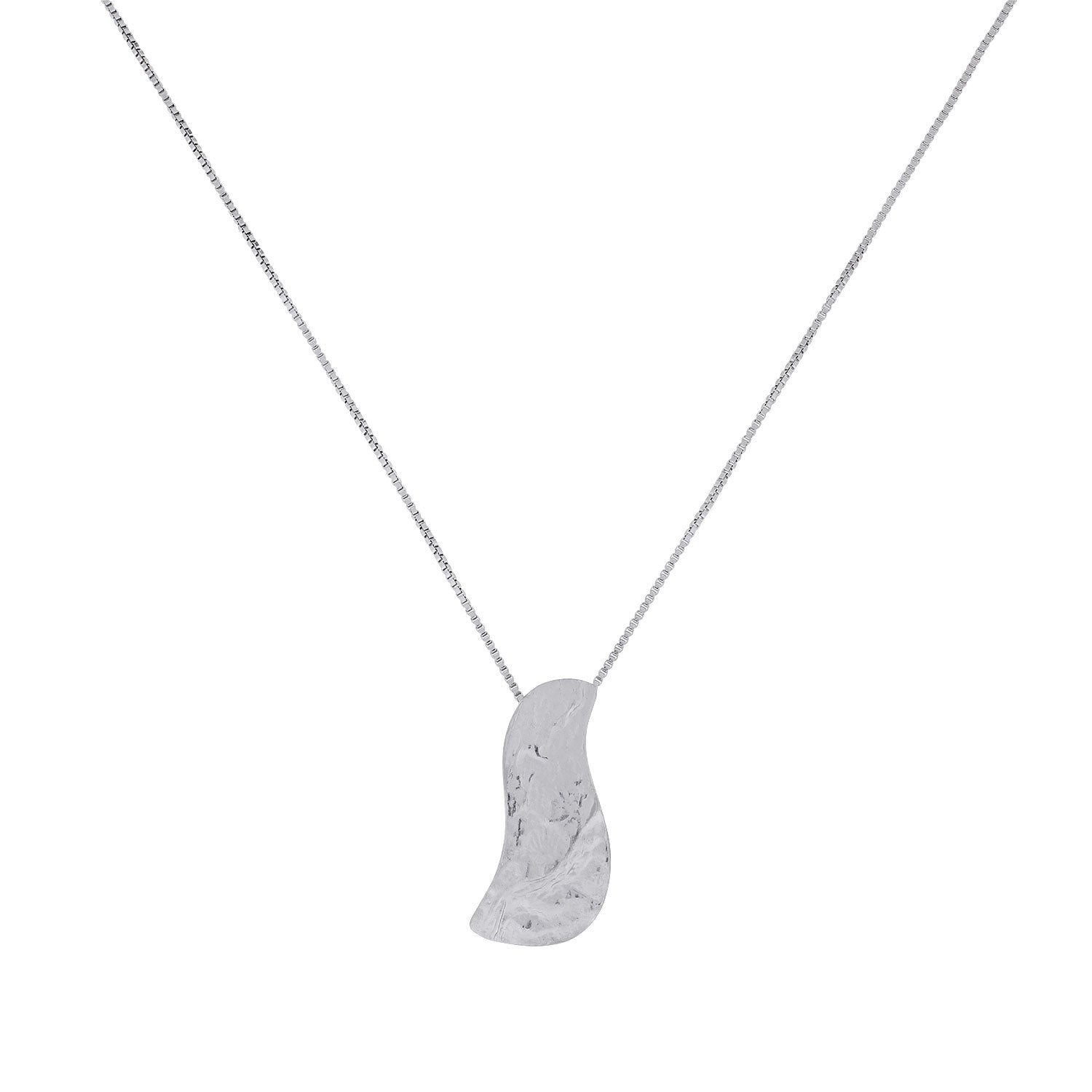 Sterling silver pendant inspired by a waterfall’s natural flow, featuring a sculptural, textured design suspended from a delicate fine chain for elegant everyday wear.