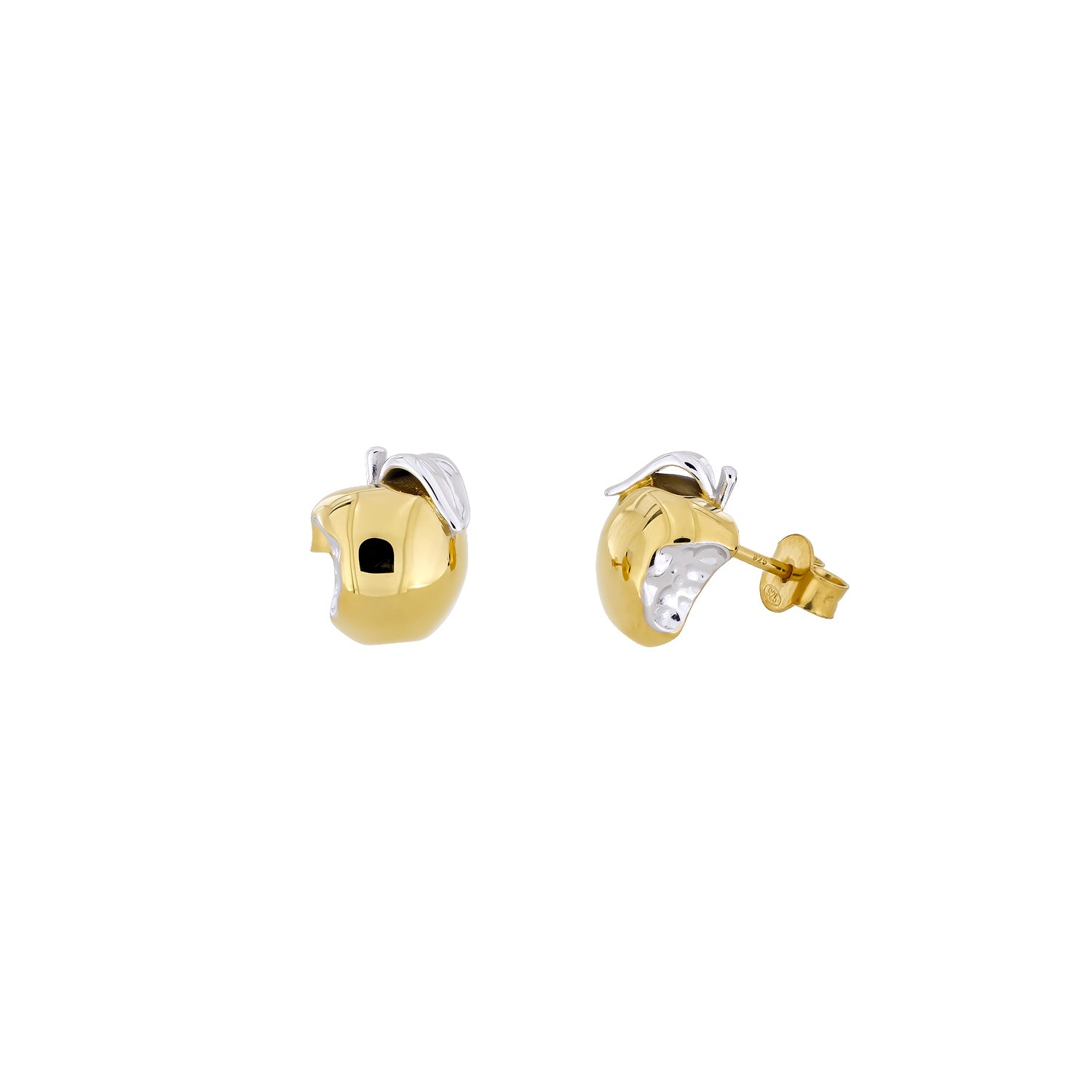 Sterling Silver & Yellow Gold Vermeil Apple Stud Earrings