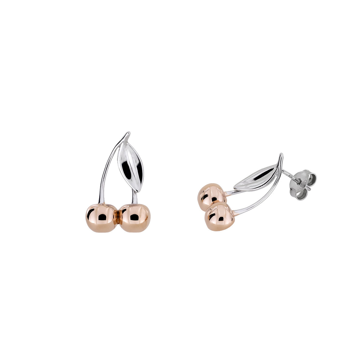 Sterling Silver &amp; Rose Gold Vermeil Cherries Earrings