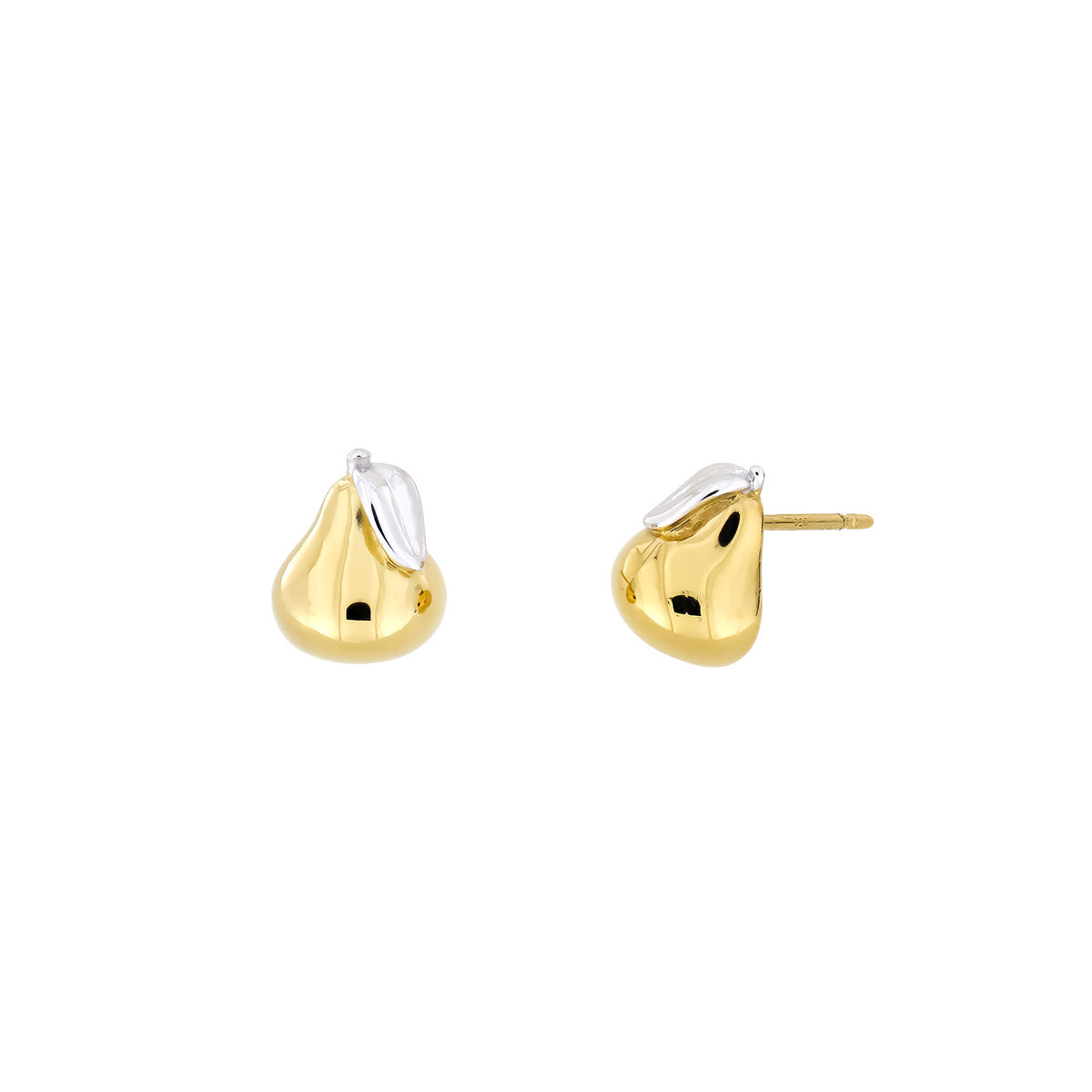 Sterling Silver &amp; Yellow Gold Vermeil Pear Stud Earrings