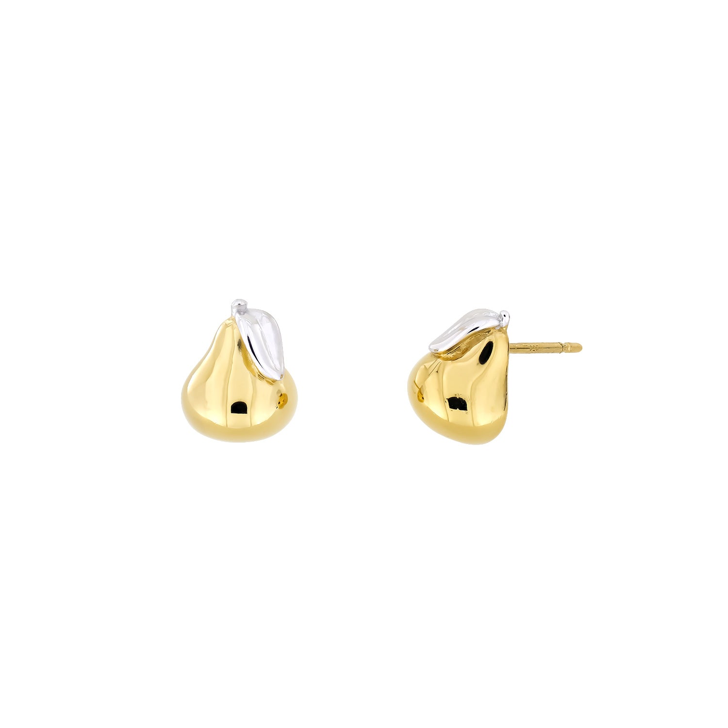 Sterling Silver & Yellow Gold Vermeil Pear Stud Earrings