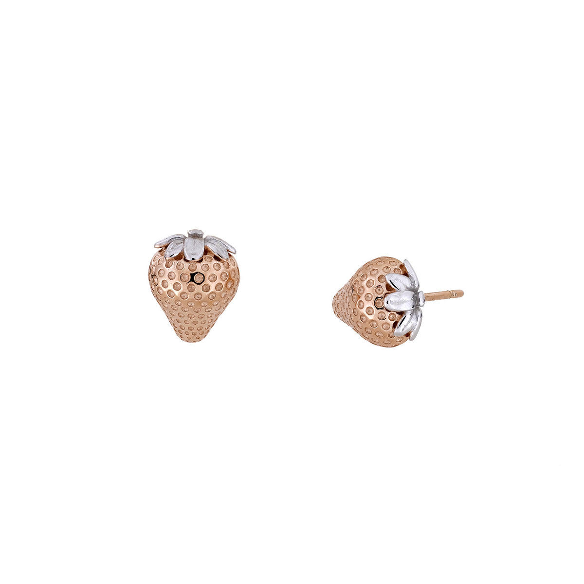 Sterling Silver &amp; Rose Gold Vermeil Strawberry Stud Earrings