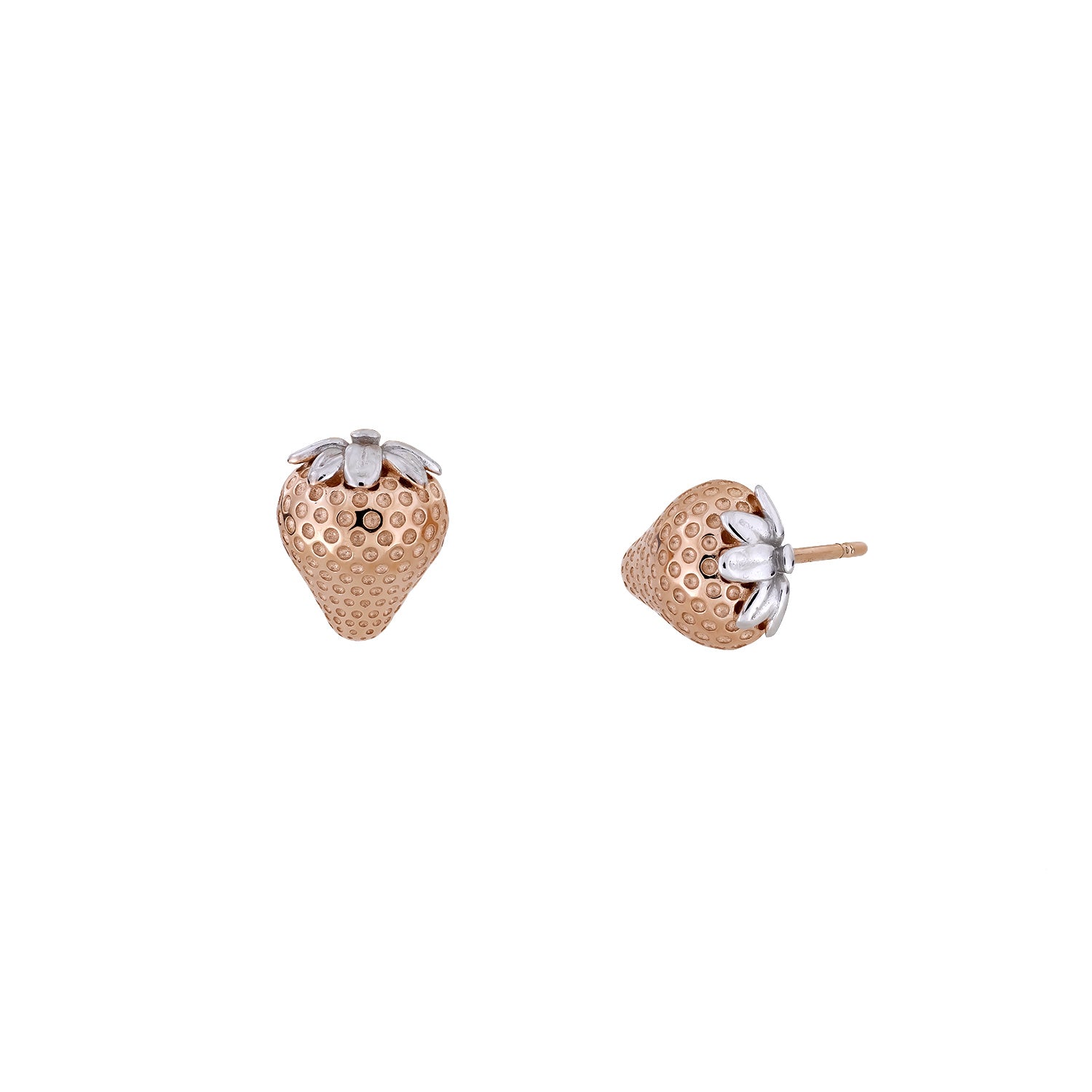 Sterling Silver & Rose Gold Vermeil Strawberry Stud Earrings