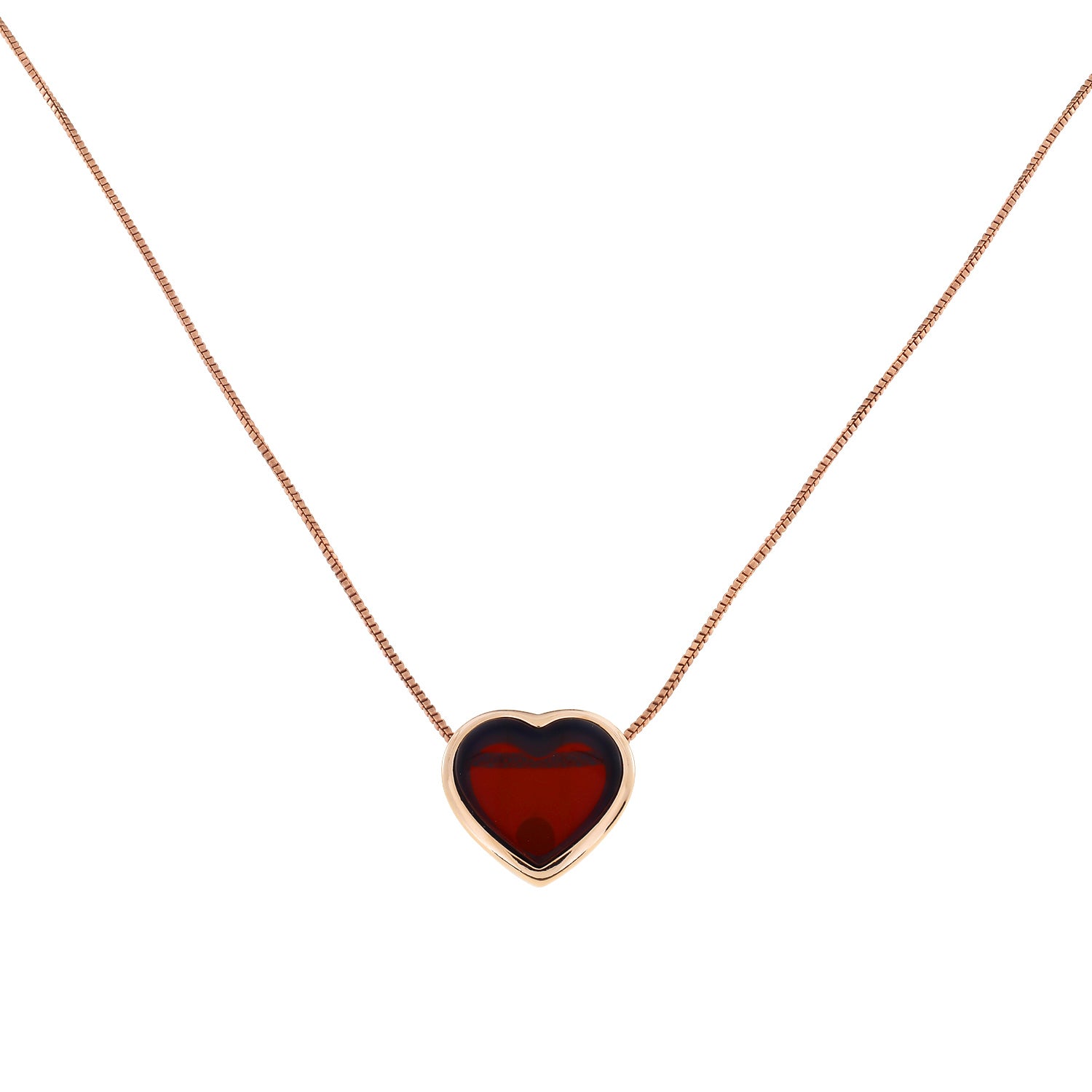 Rose Gold Vermeil & Cherry Amber Heart Pendant