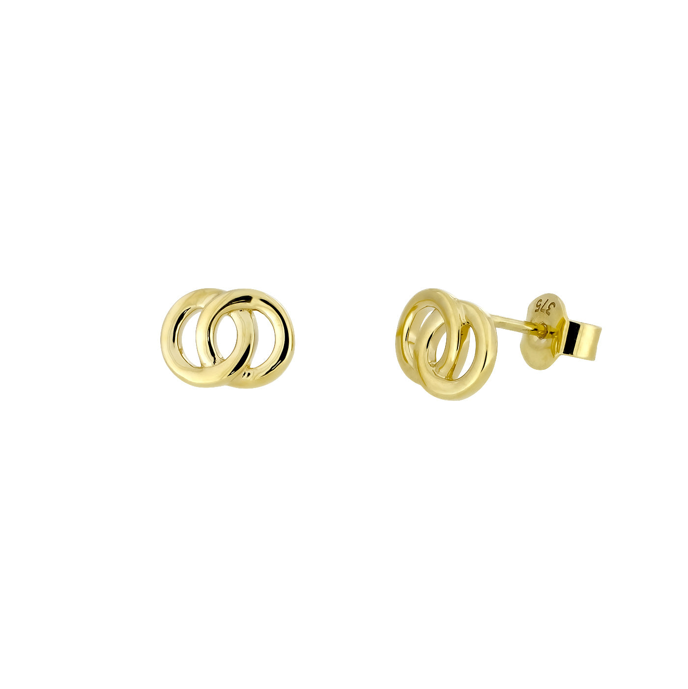 9 Carat Gold Interlocking Circles Stud Earrings