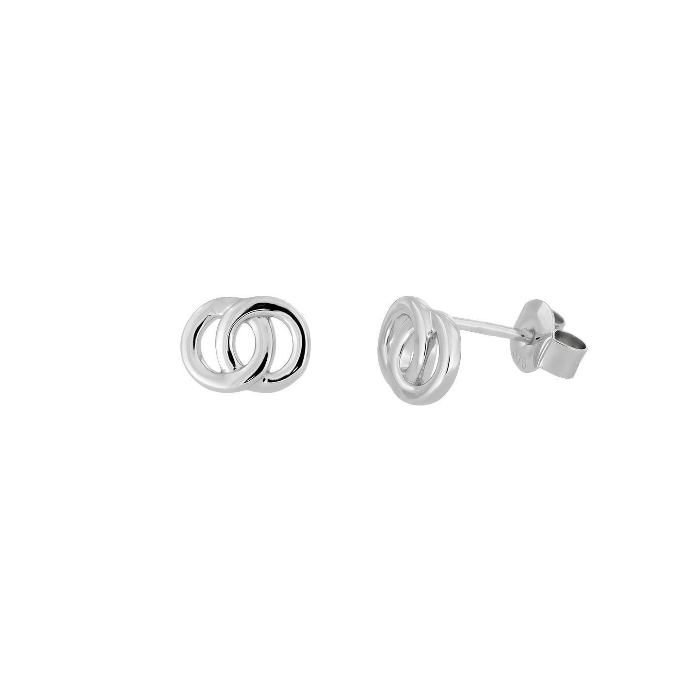 9 Carat White Gold Interlocking Circles Stud Earrings