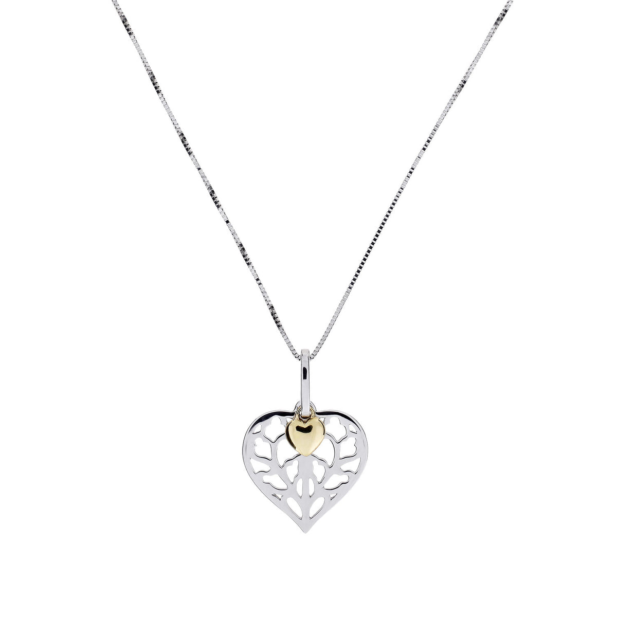 9 Carat White &amp; Yellow Gold Heart of Yorkshire Double Pendant