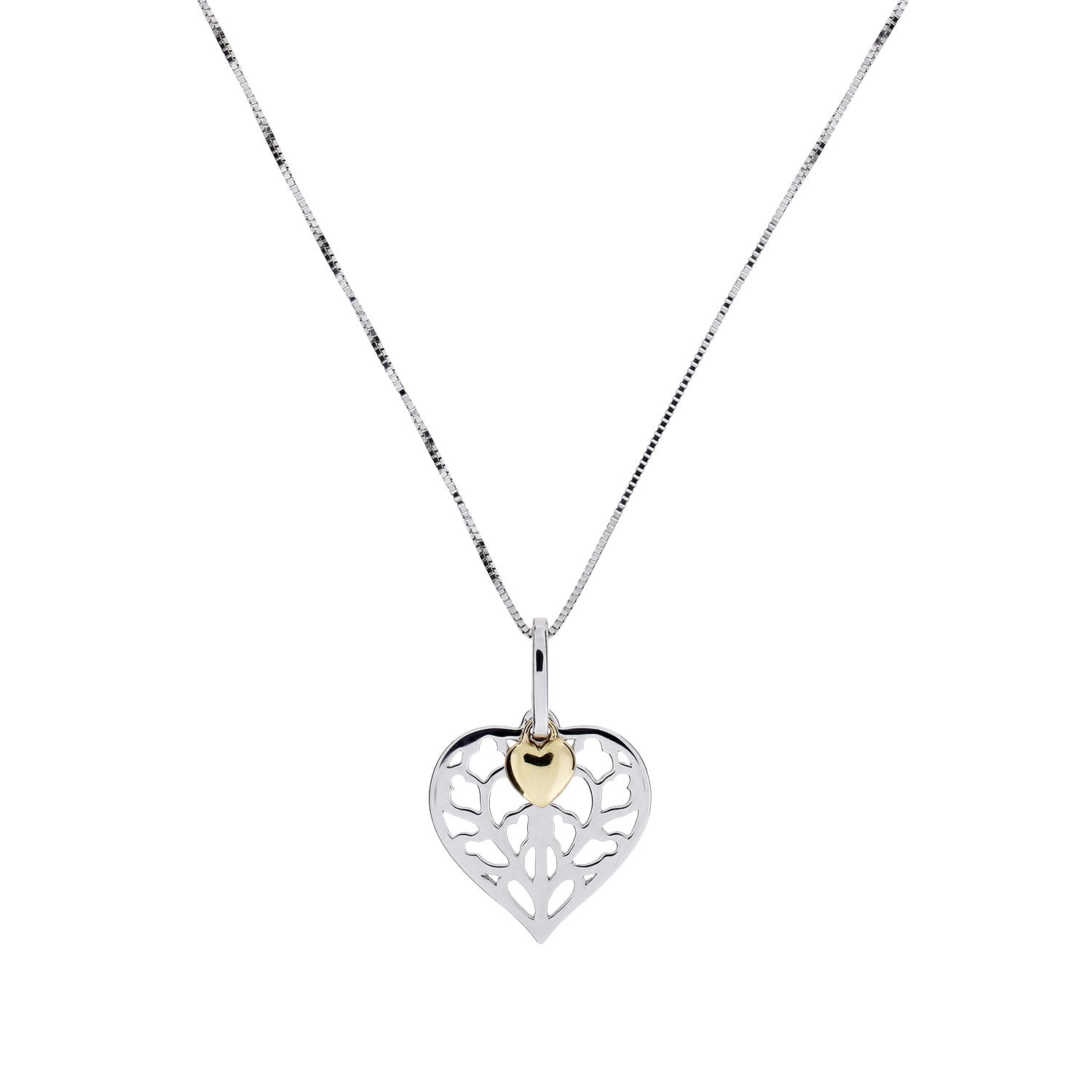9 Carat White & Yellow Gold Heart of Yorkshire Double Pendant