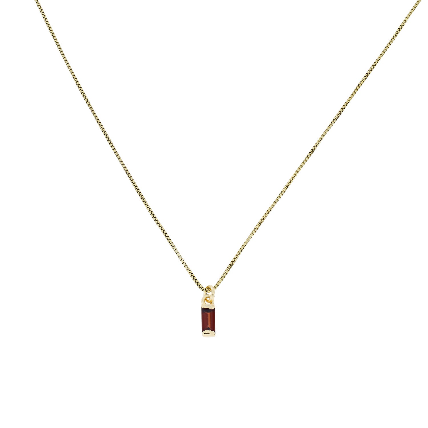 Yellow Gold Vermeil Garnet Baguette Pendant