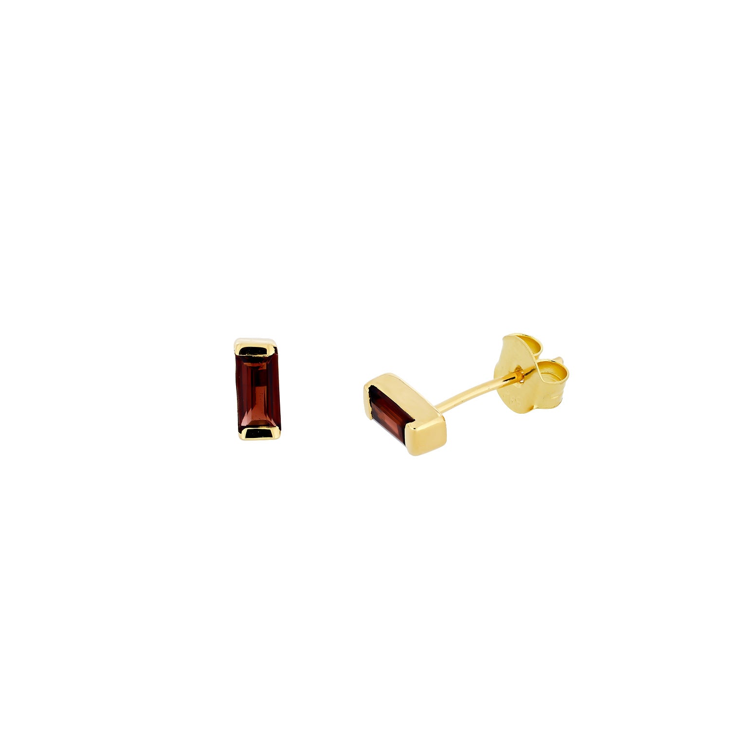 Gold Vermeil Garnet Baguette Stud Earrings