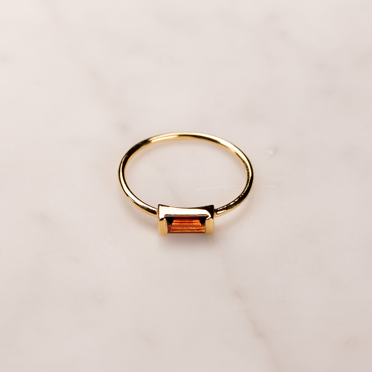 Gold Vermeil Garnet Baguette Mini Ring