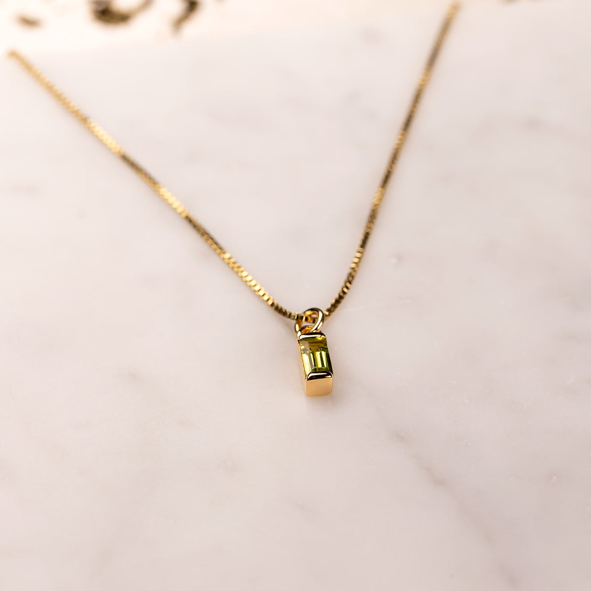 Yellow Gold Vermeil Peridot Baguette Pendant