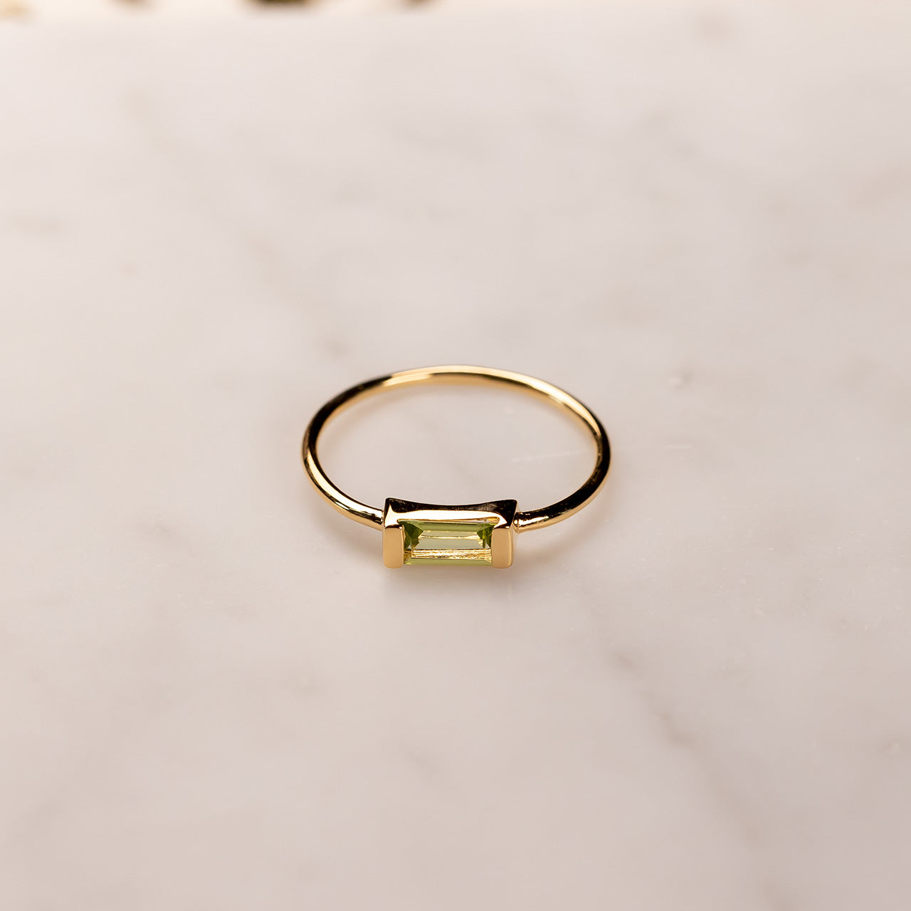 Gold Vermeil Peridot Baguette Mini Ring