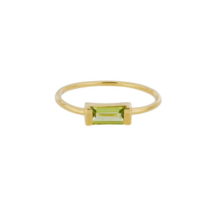 Gold Vermeil Peridot Baguette Mini Ring