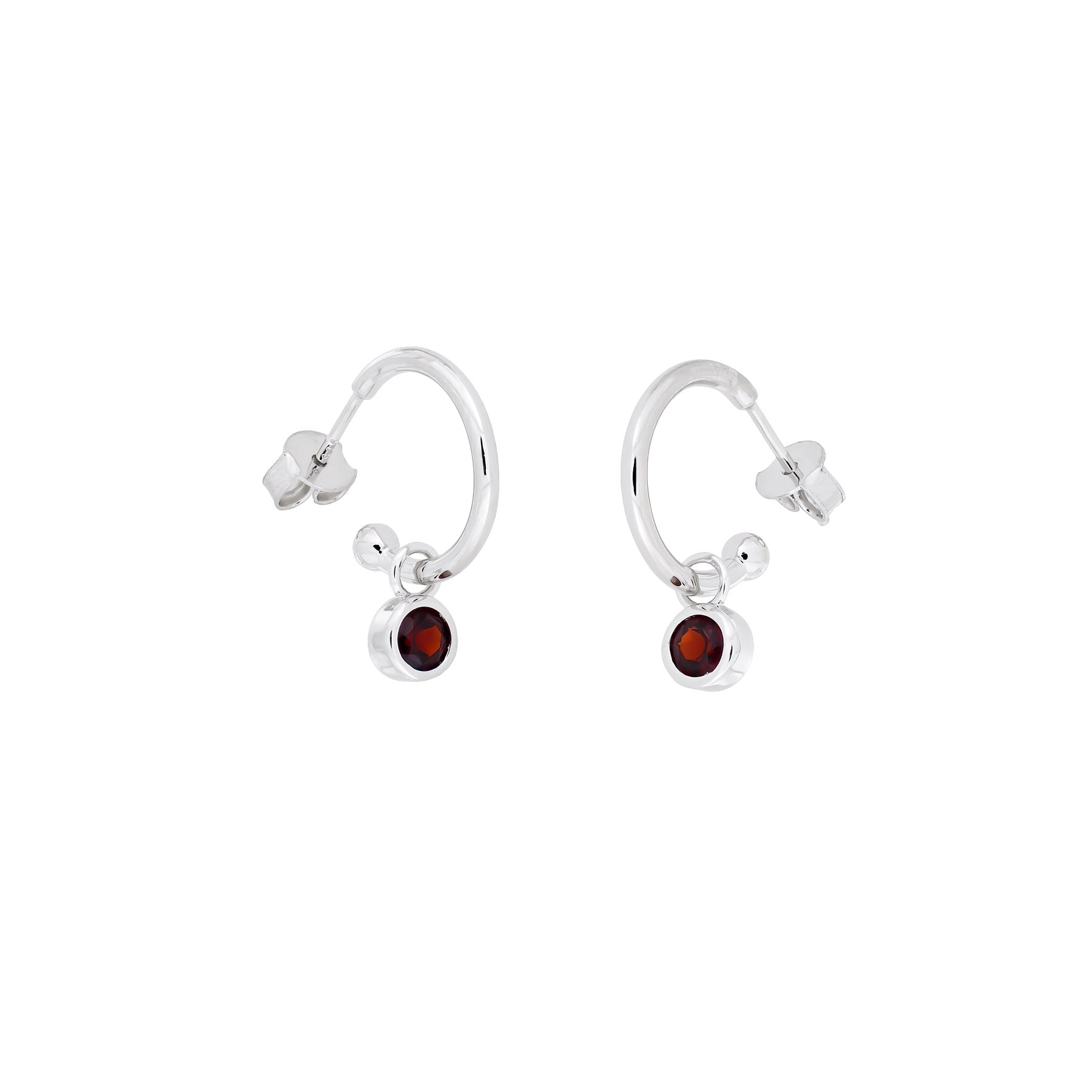 January Birthstone Hoop Earrings - Garnet