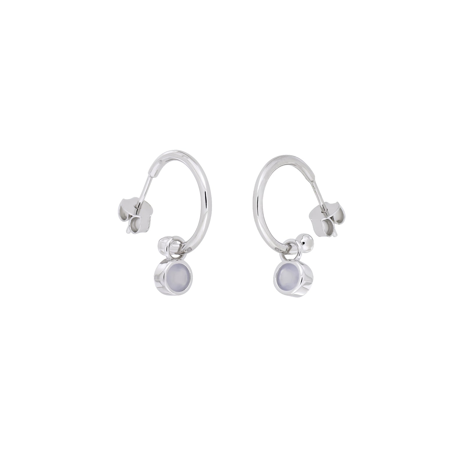 March Birthstone Hoop Earrings - Aqua Chalcedony