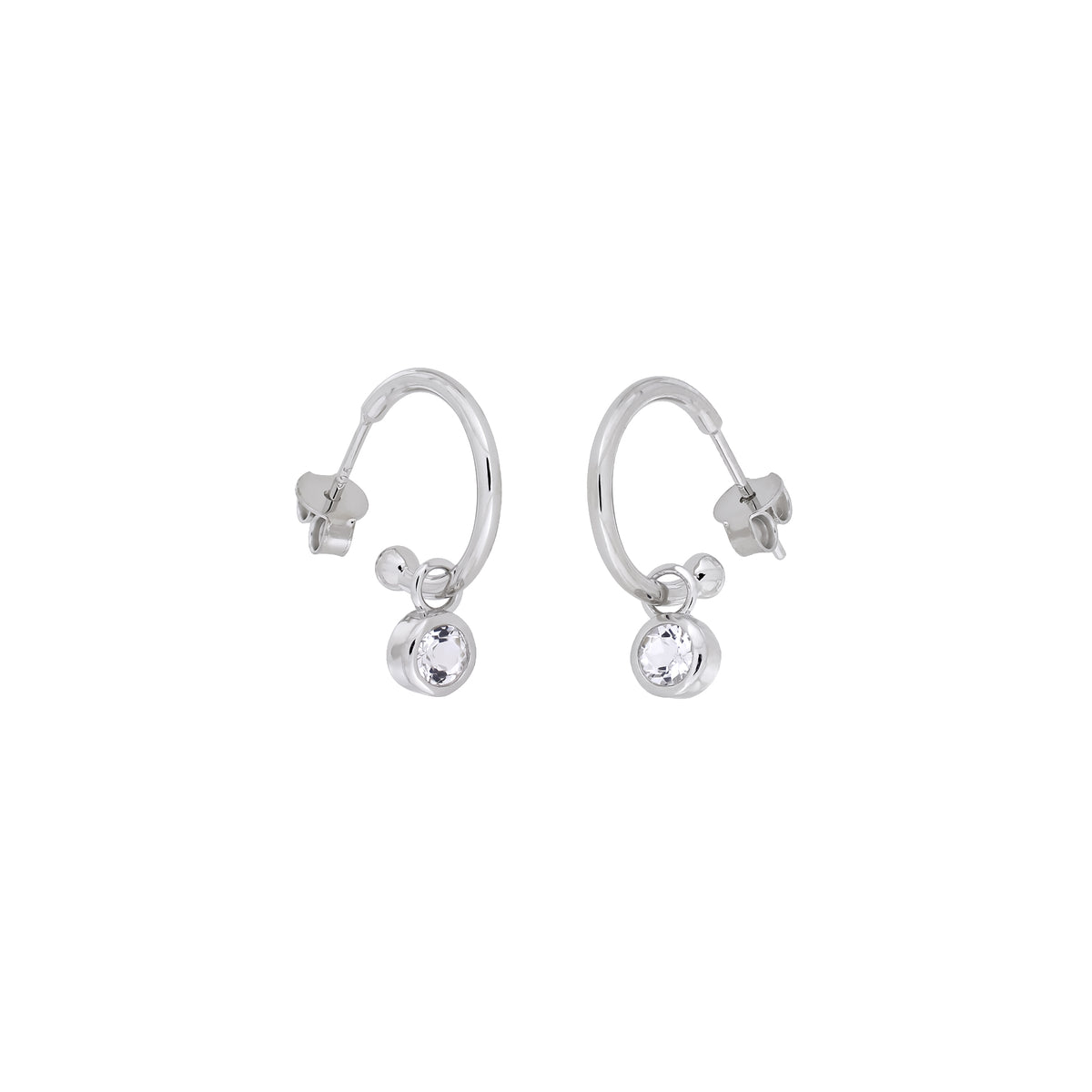 April Birthstone Hoop Earrings - White Topaz