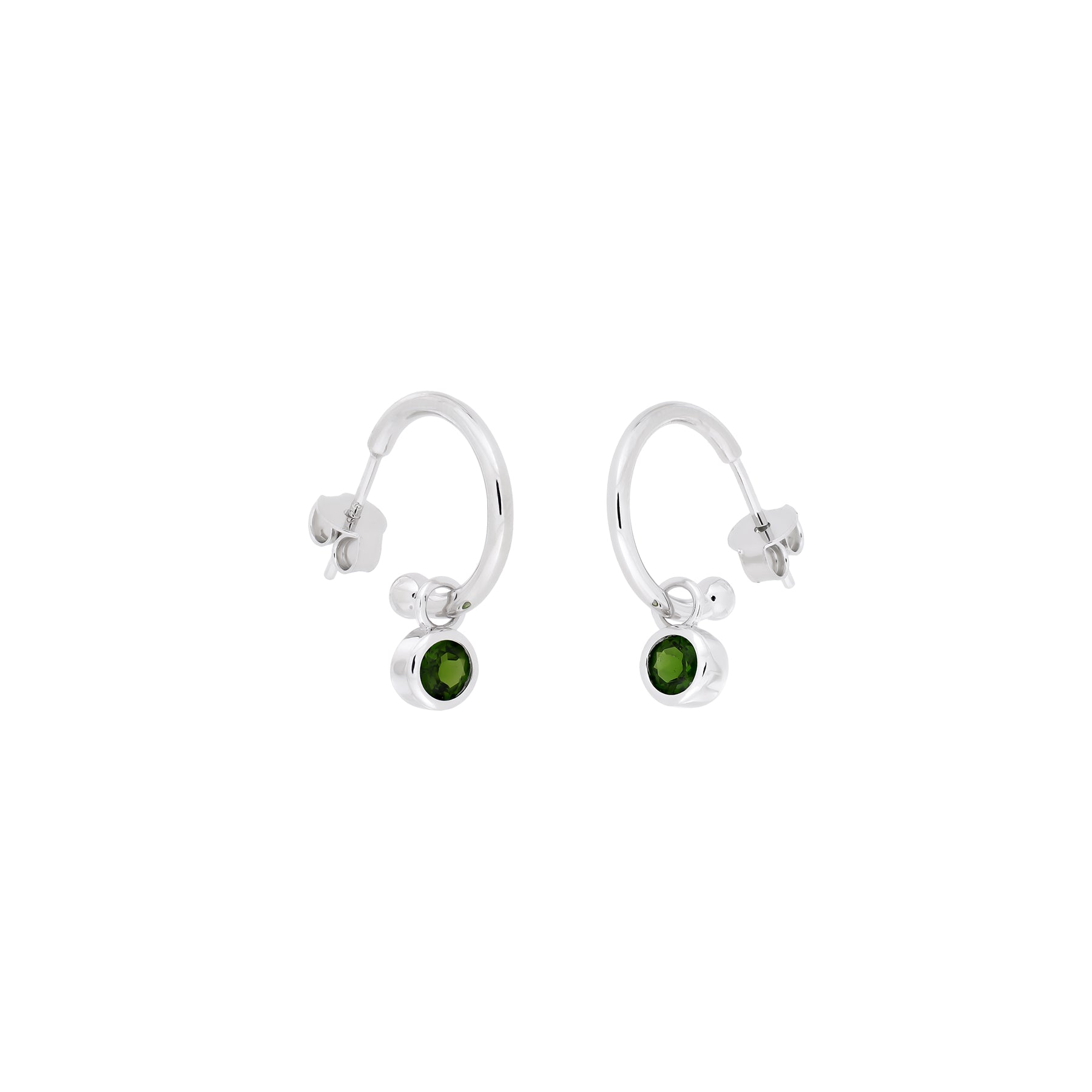 May Birthstone Hoop Earrings - Siberian Emerald