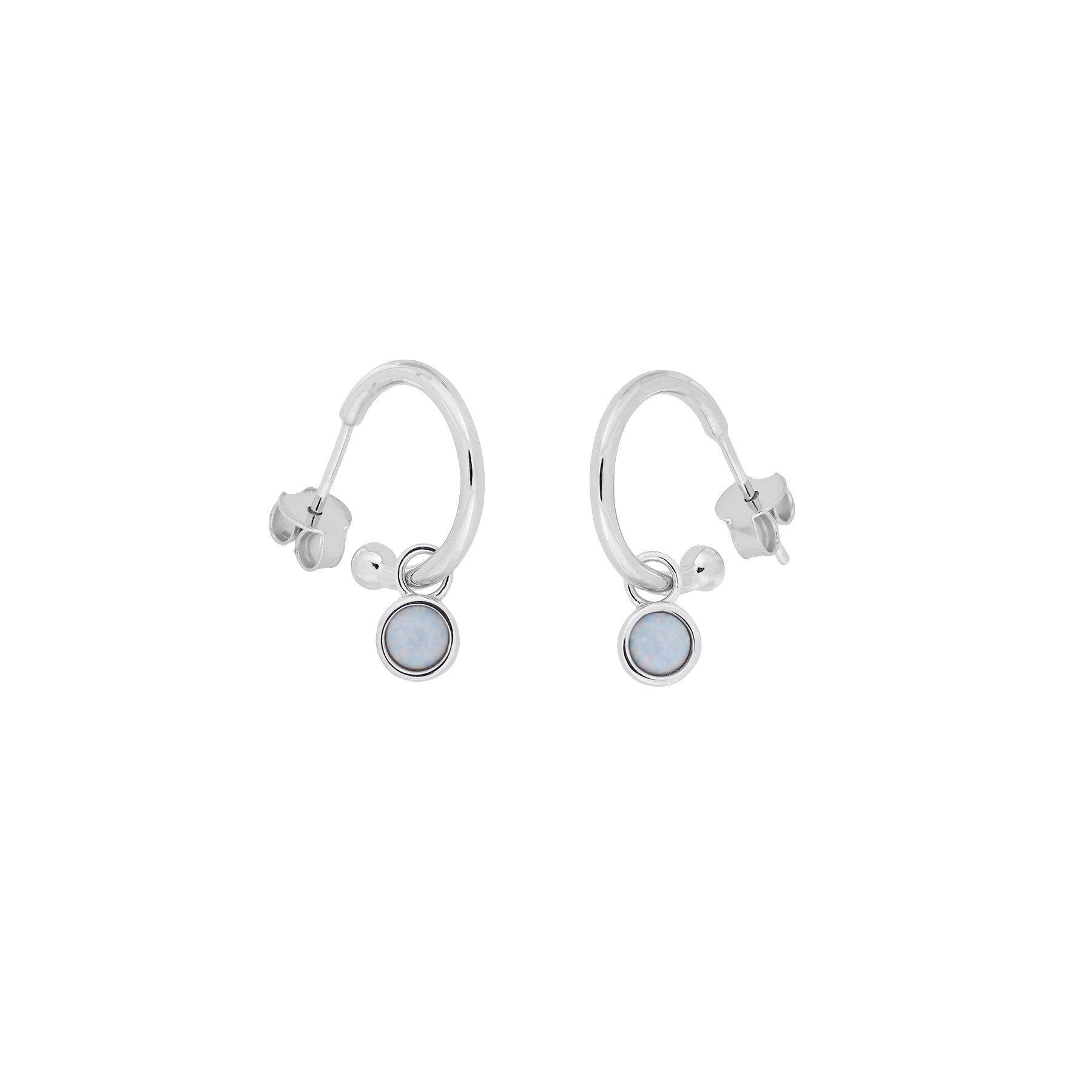 October Birthstone Hoop Earrings - Opal