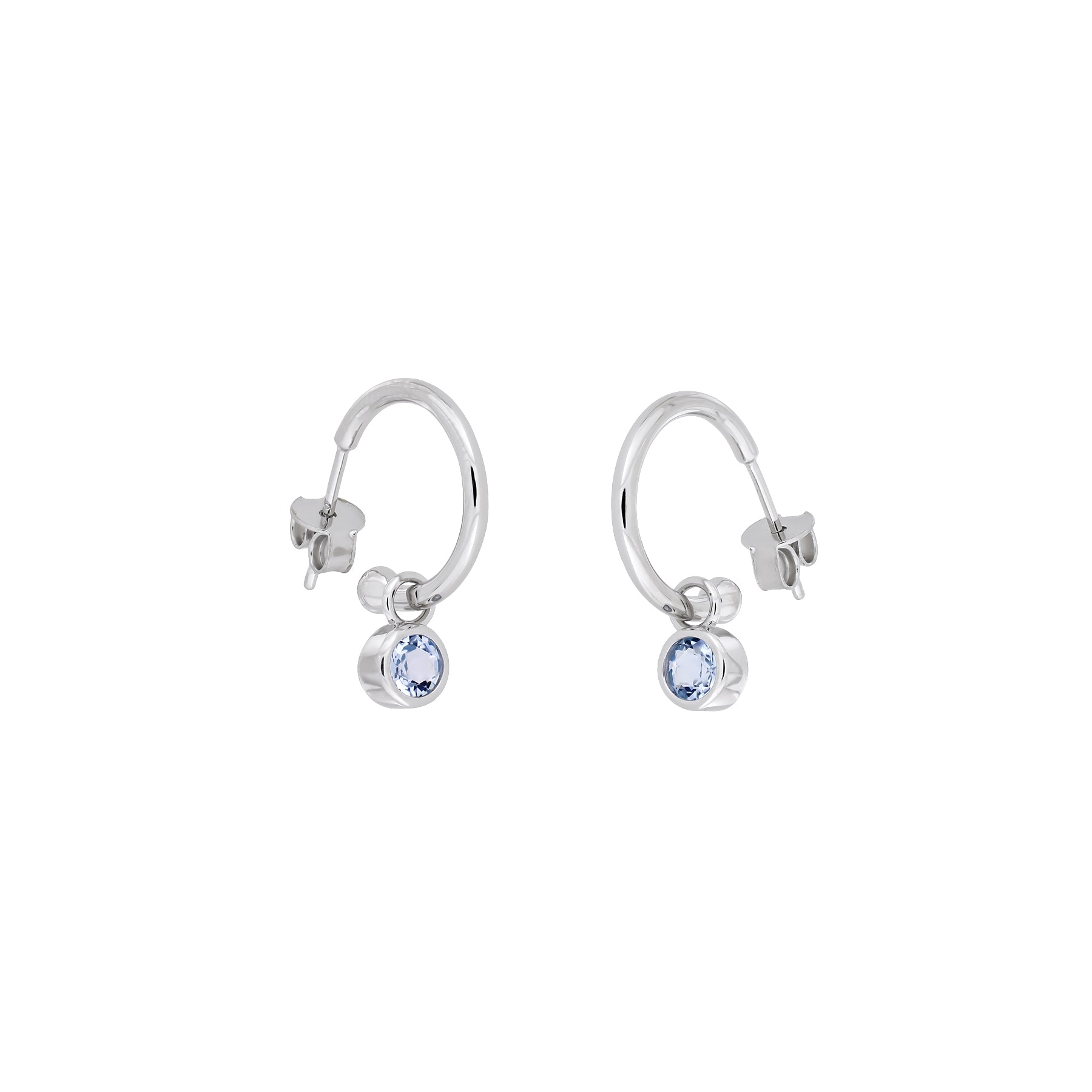 November Birthstone Hoop Earrings - Blue Topaz