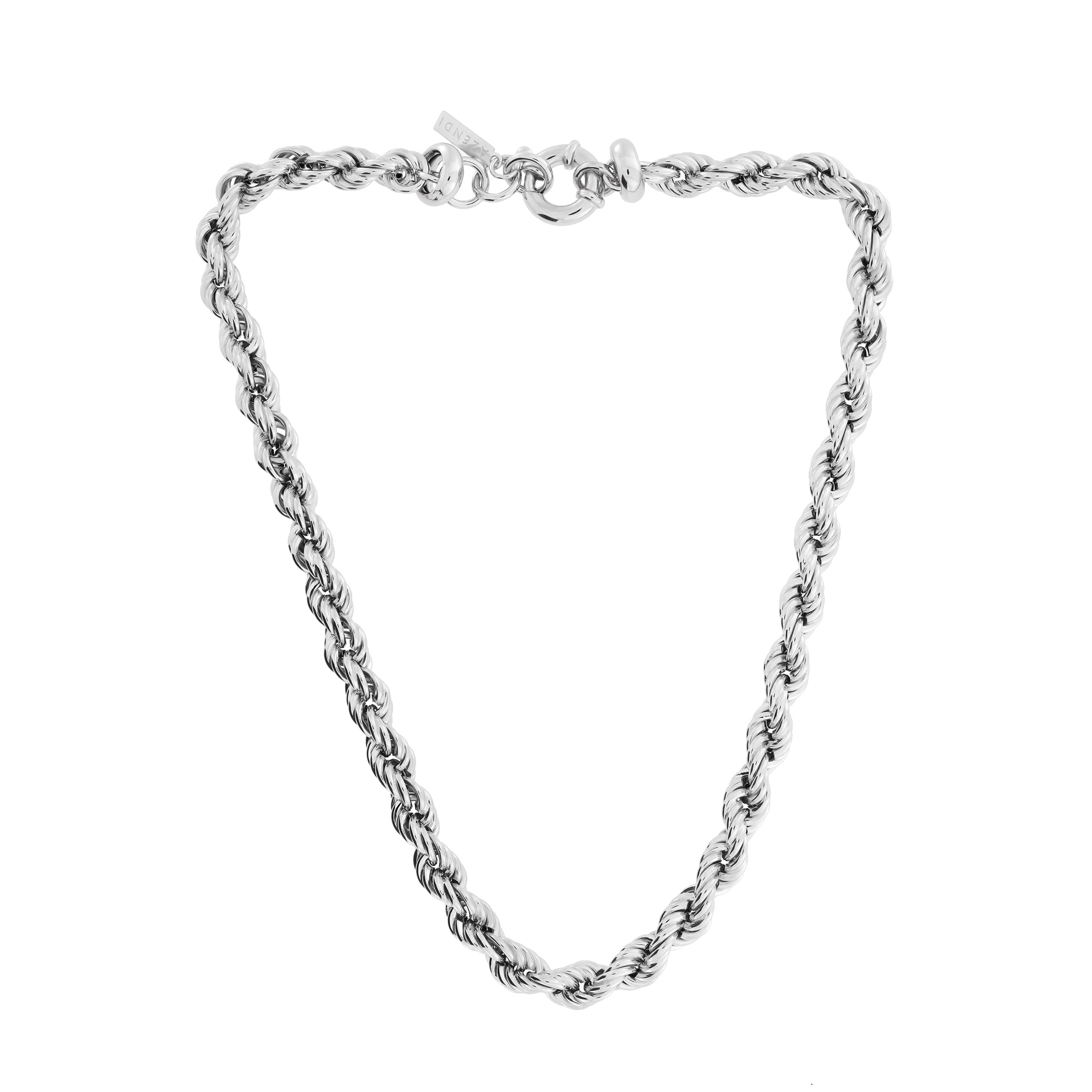 Sterling Silver Rope Chain Link Necklace Azendi