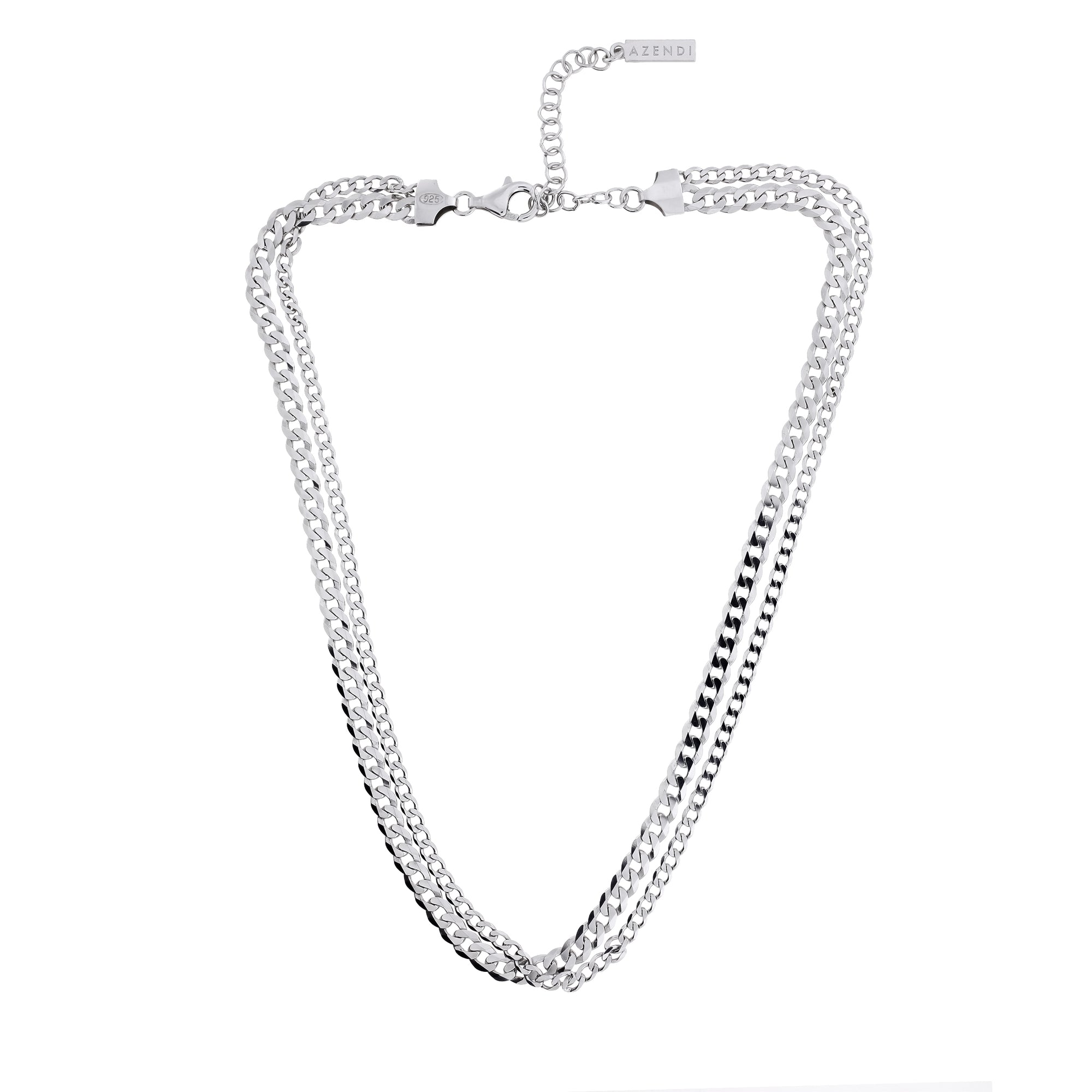 Sterling Silver Double Chain Curb Link Necklace