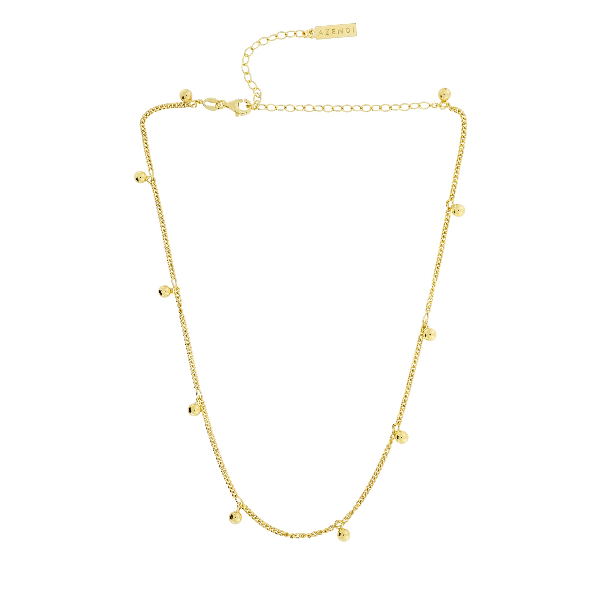Gold Vermeil Curb Link Beaded Choker Necklace
