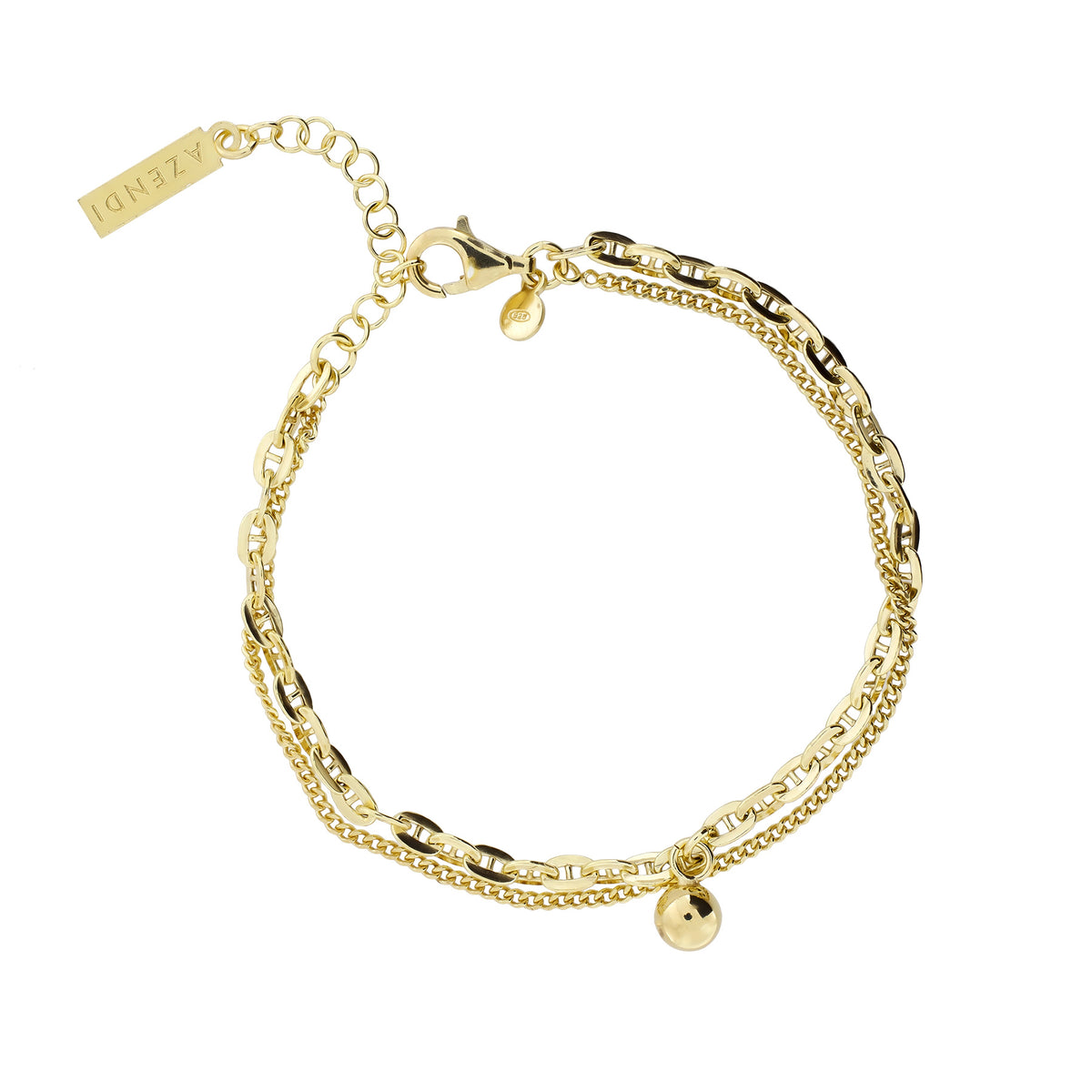 Gold Vermeil Double Strand Chain &amp; Bead Bracelet