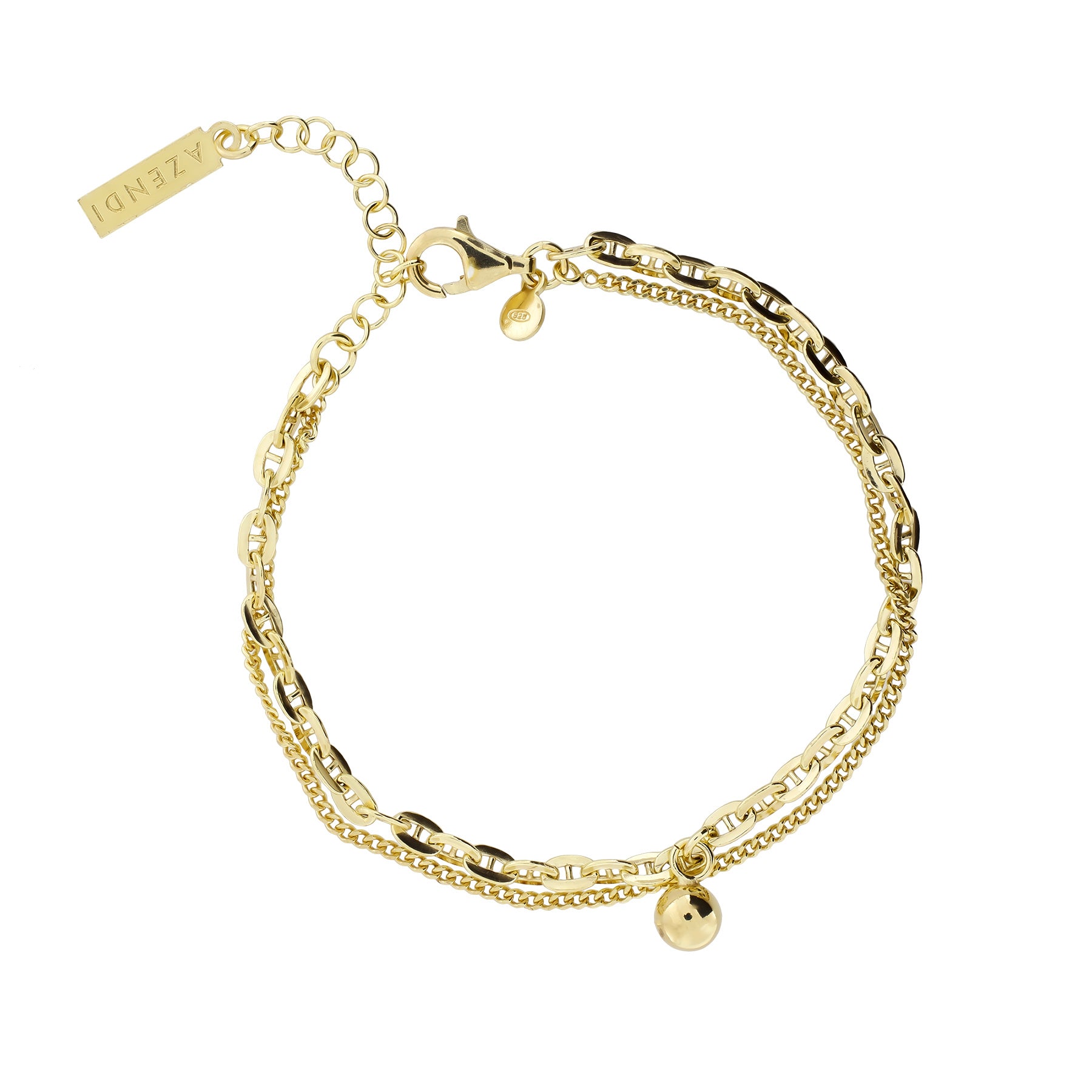 Gold Vermeil Double Strand Chain & Bead Bracelet