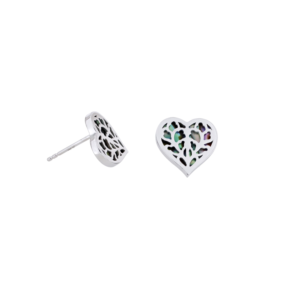 9 Carat White Gold Heart of Yorkshire Abalone Stud Earrings