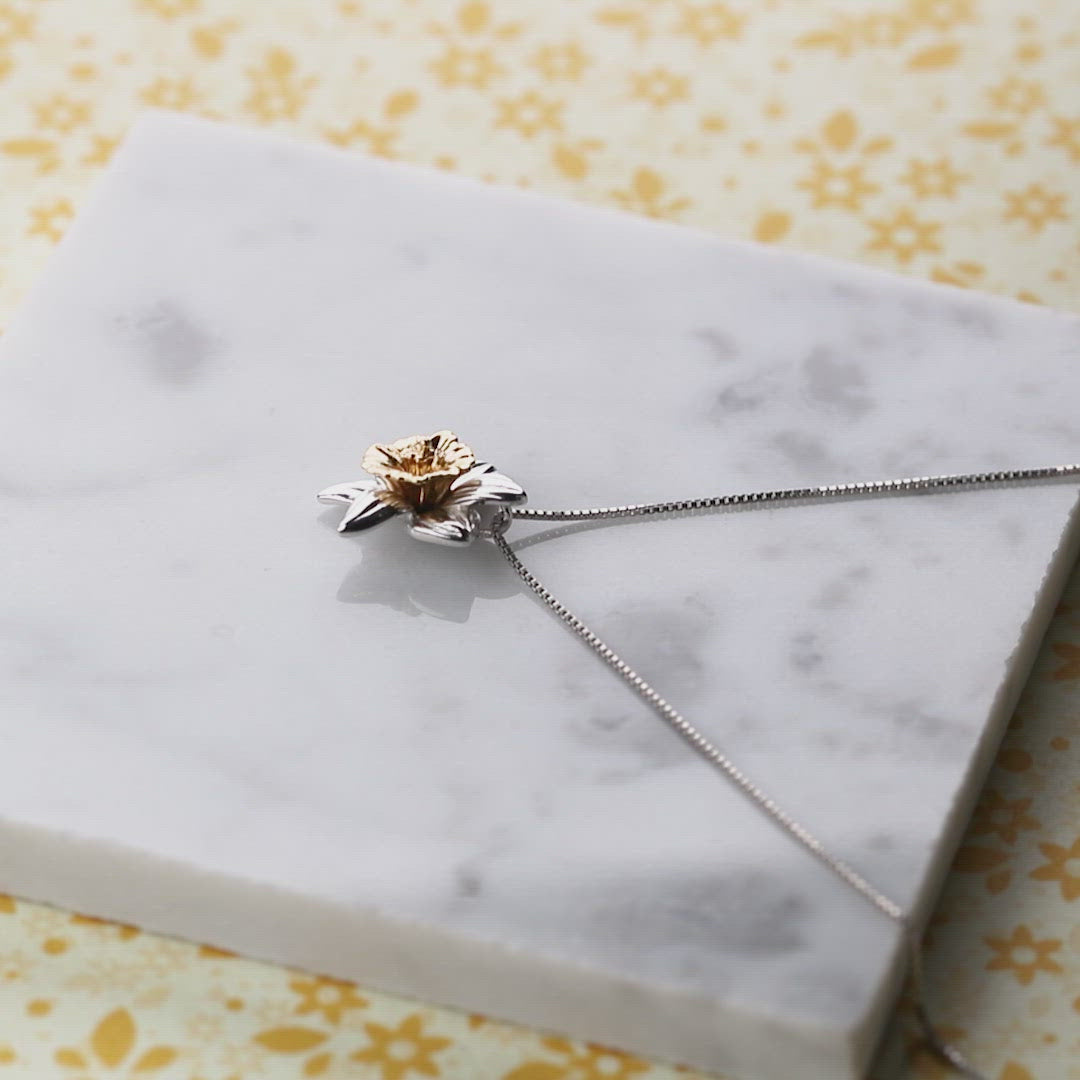 Daffodil March Birthday Flower Pendant