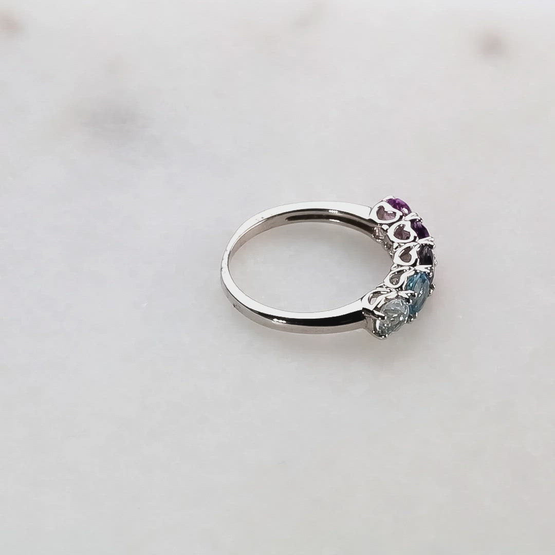 Graduated Amethyst, Iolite & Topaz Ring