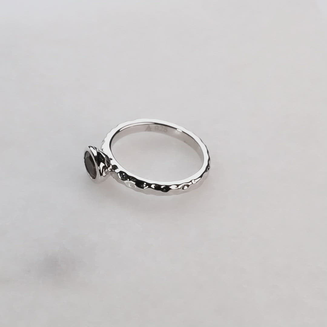 Oval Smoky Quartz Textured Stacking Ring