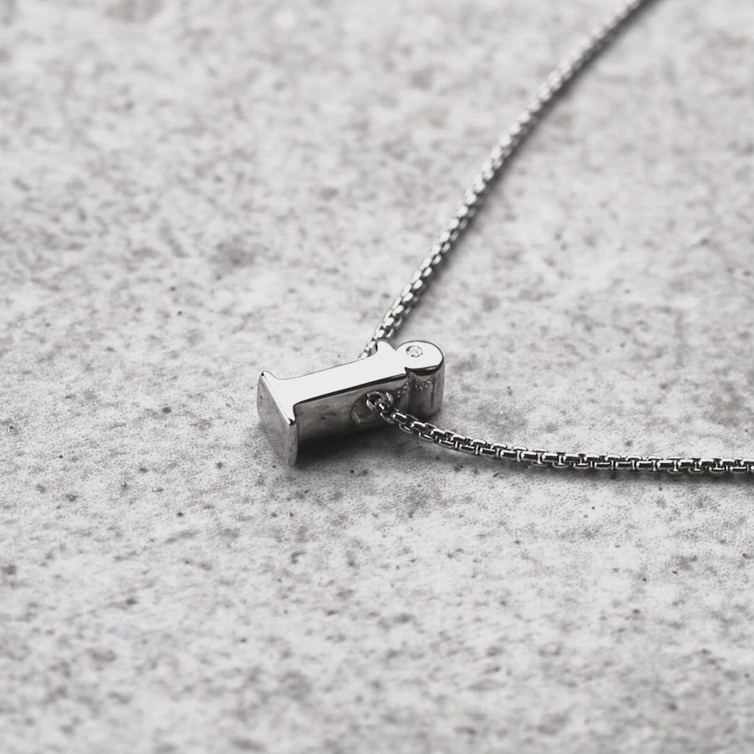 Letter I Silver Diamond Pendant