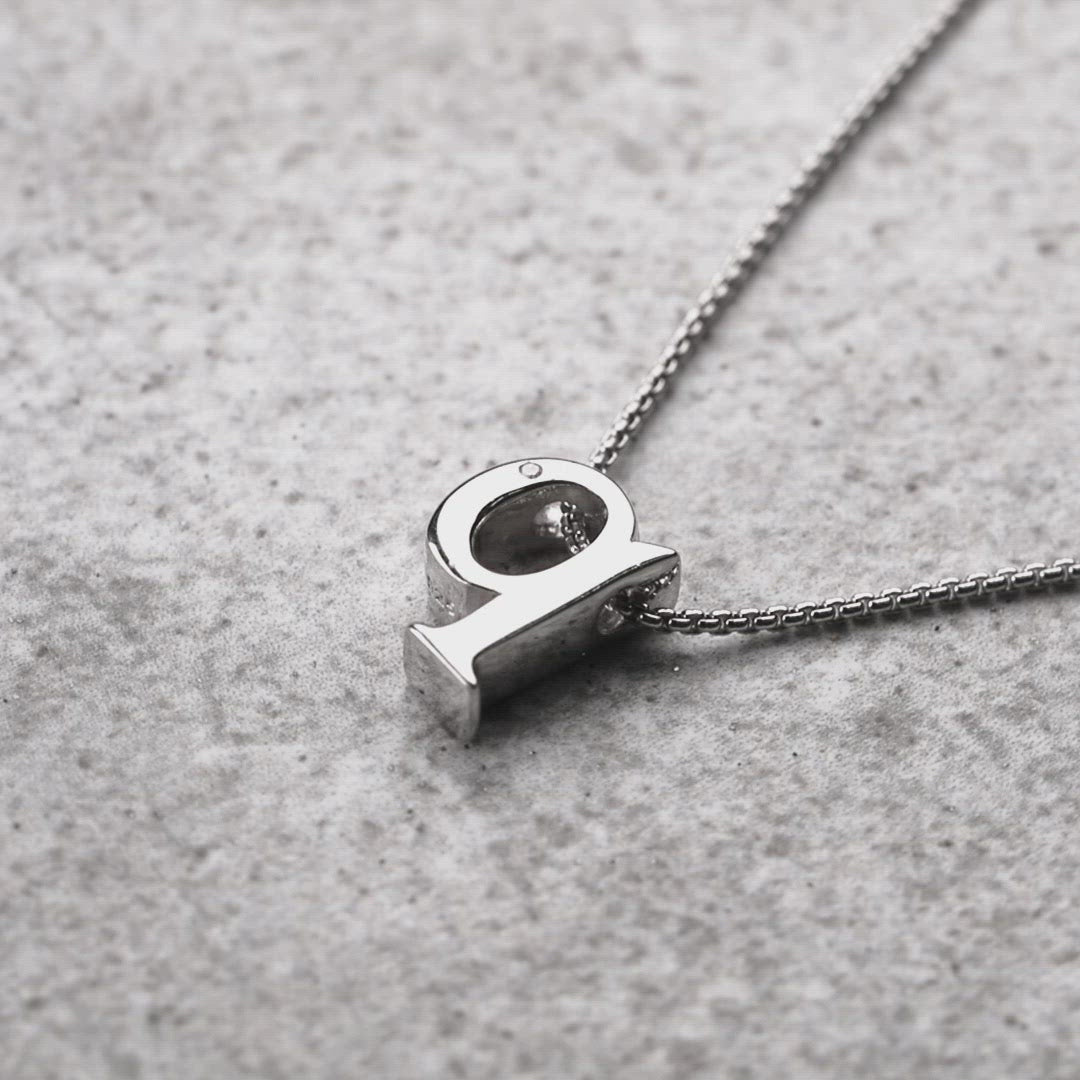 Letter Q Silver Diamond Pendant