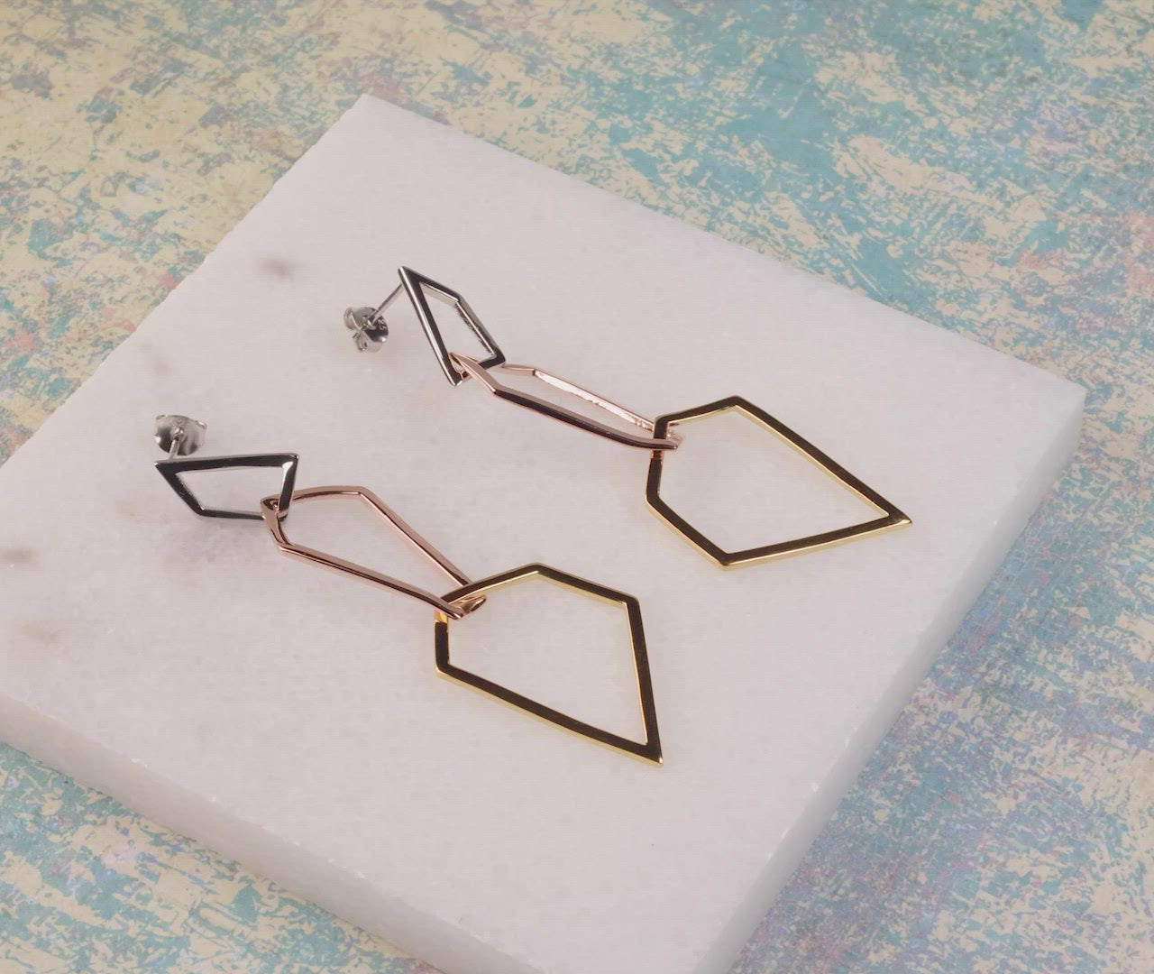 Pinnacle Three Polygon Drop Earrings