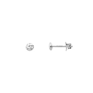 4mm / Silver Planished Double Curved Button Stud Earrings