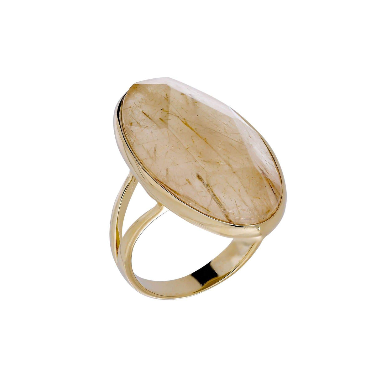 Golden Rutile Quartz &amp; Yellow Gold Vermeil Ring