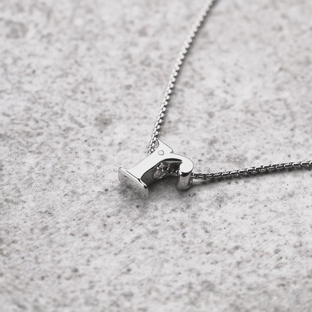 Letter R Silver Diamond Pendant