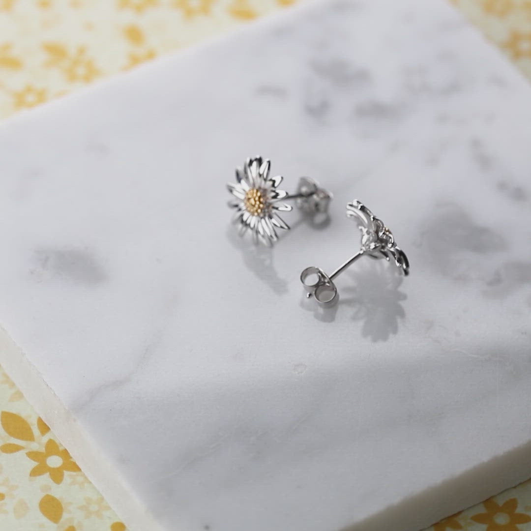 Daisy April Birthday Flower Earrings