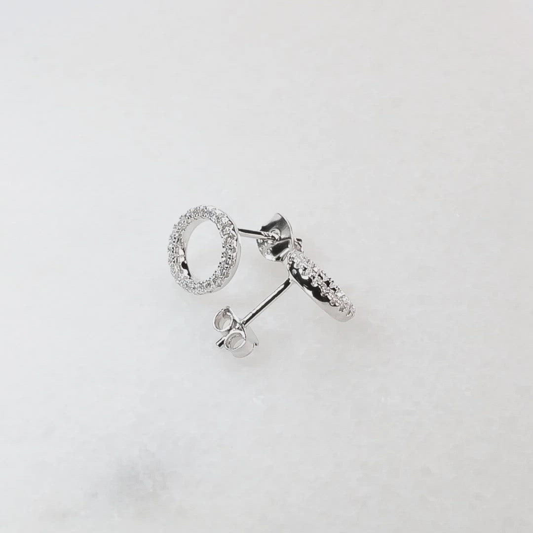 Pavé Open Circle Stud Earring