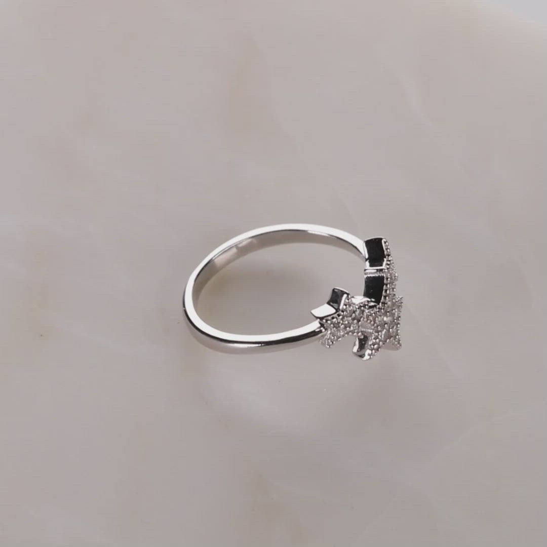 Silver Triple Star Cluster Ring