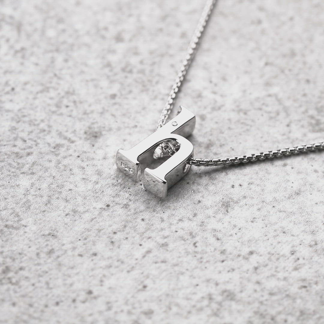 Letter H Silver Diamond Pendant