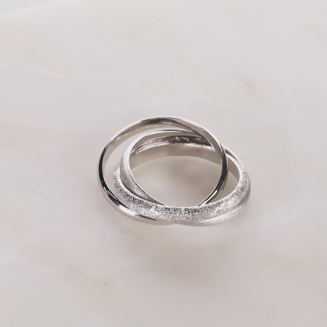 Matt & Polished Silver Russian Wedding Ring