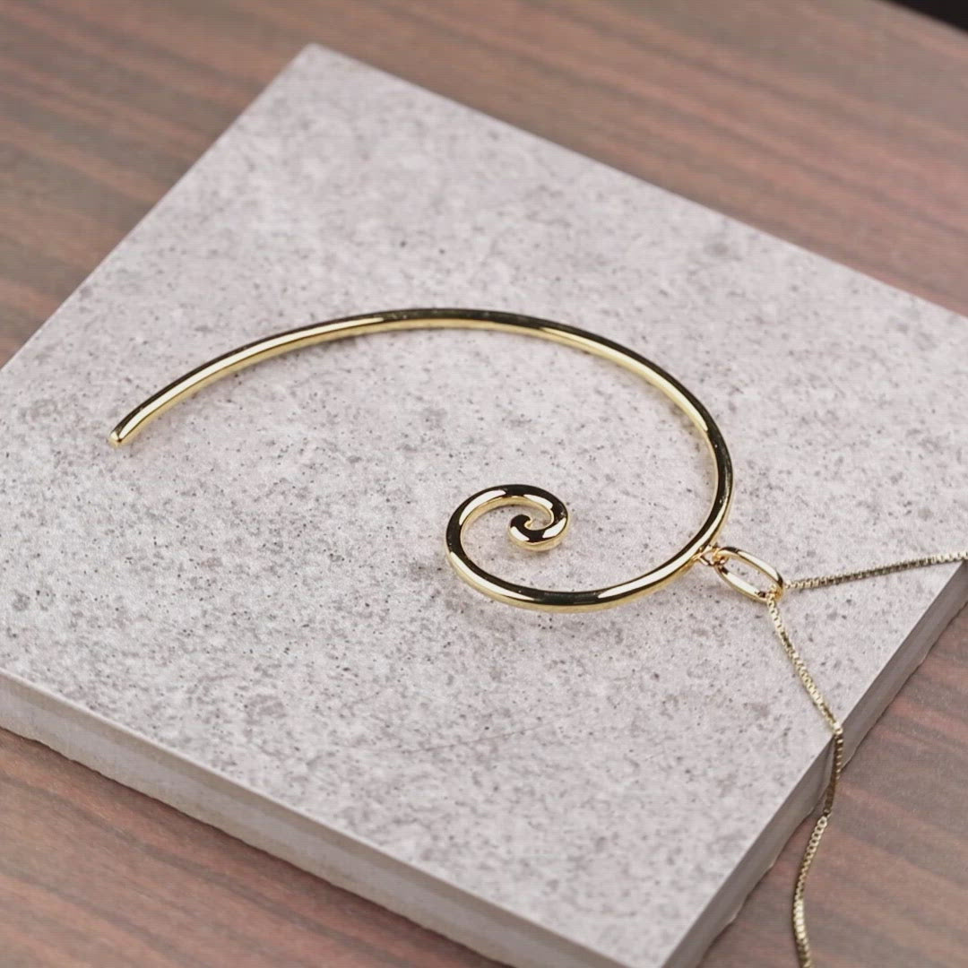 Large Spiral Pendant in Yellow Gold Vermeil