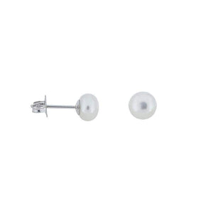White Pearl Sterling Silver Stud Earrings