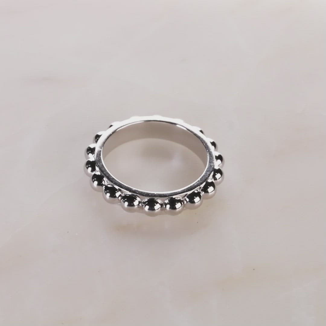 Silver Beaded Band Ring